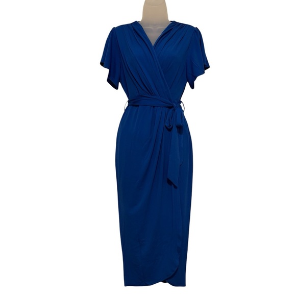 Grace Karin Faux Wrap Dress Flutter Sleeve Size S - Picture 3 of 11